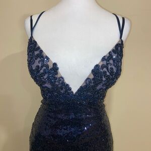 JVN by Jovani Navy Sequin Dress